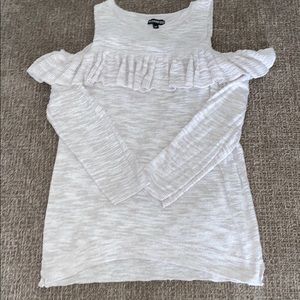 Express Ruffle Cold Shoulder Light Knit Sweater